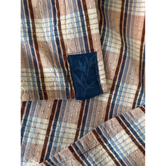 Tommy Bahama Shirt Men XL Long Sleeve Plaid Button Down Blue Silk Casual Beach - Picture 8 of 11